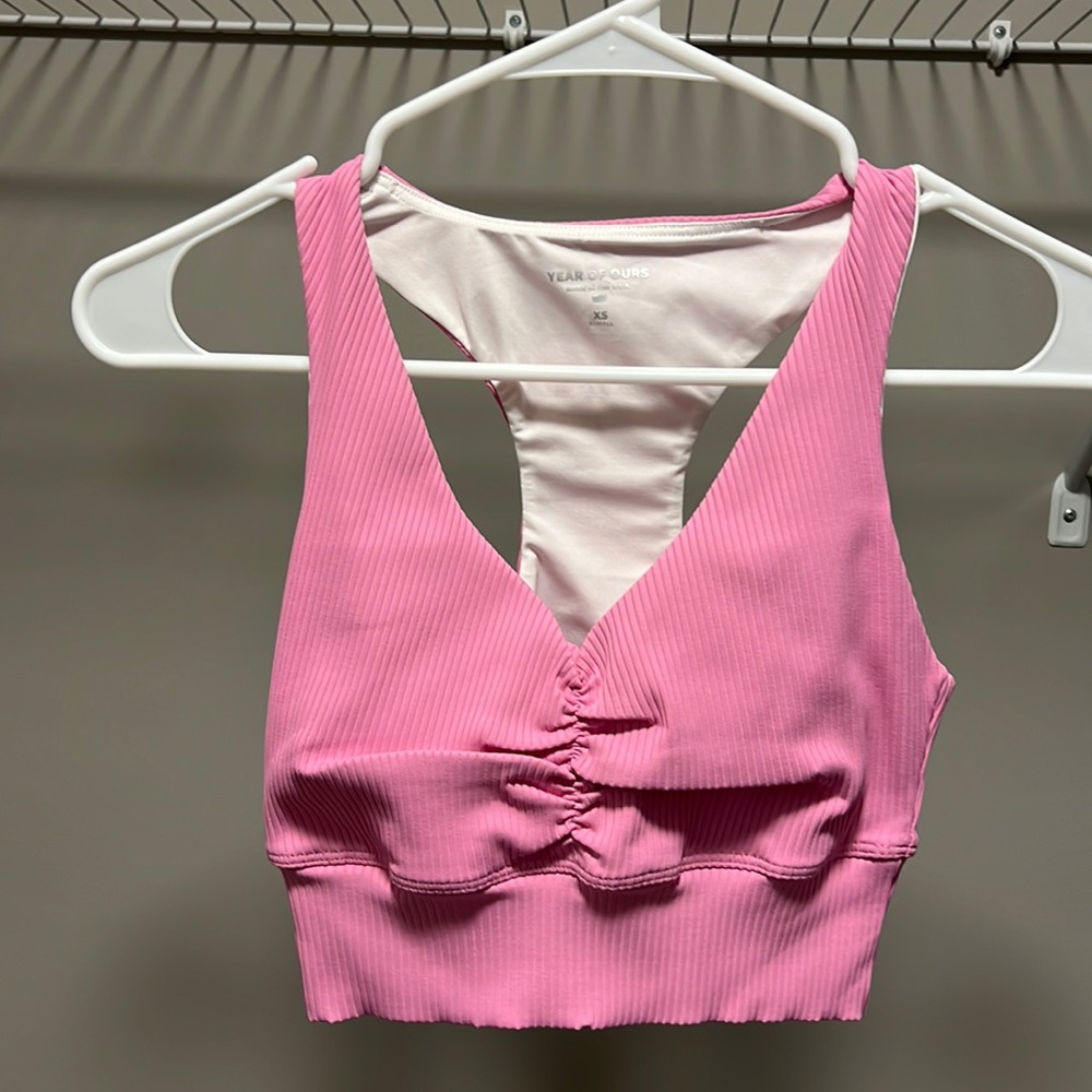 NWOT * Year of Ours Pink Ribbed Crop Top in Size XS
